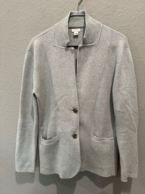 J.CREW Cotton Knit Gray Blazer Jacket Sz M EUC